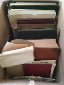 STAMPS: BOX WITH THE BALANCE OF AN OLD TIME COLLECTION IN ABOUT SIX ALBUMS AND LOOSE,