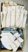 2 X BOXES OF ASSORTED CURTAINS TO INCLUDE BLUE AND STRIPED EXAMPLES.