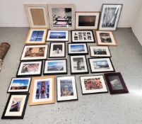 A GROUP OF MOSTLY FRAMED AND MOUNTED PHOTOGRAPHS DEPICTING LANDSCAPES, BUILDINGS,