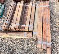 AN ASSORTMENT OF TREATED TIMBER TO INCLUDE 30 X 150CM X 10CM FEATHER EDGE, 4 X 180CM BATONS,