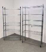 TWO BAYS OF STEEL MULTI TIER RACKING.
