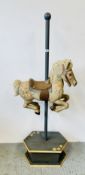 A REPRODUCTION DECORATIVE MERRY-GO-ROUND HORSE ORNAMENT, H 159CM.