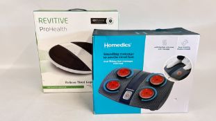 A REVITIVE CIRCULATION BOOSTER BOXED WITH CHARGER + A HOMEDICS DUAL SHIATSU FOOT MASSAGER WITH HEAT