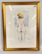 FRAMED AND MOUNTED PENCIL AND WASH SKETCH TITLED 'WATCHING SNOW FALLING' SIGNED J. CHATTEN, 39.