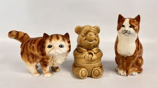 TWO GLAZED CERAMIC CAT STUDIES,