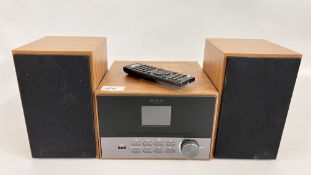 BUSH DC859B HI FI SYSTEM ALONG WITH MATCHING SPEAKERS AND REMOTE (NO POWER PACK) - SOLD AS SEEN.