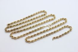 A 9CT GOLD ROPE TWIST NECKLACE A/F, L 75CM.