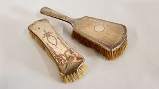 TWO SILVER BACKED DRESSING TABLE BRUSHES, BIRMINGHAM VARIOUS DATES AND MAKERS.