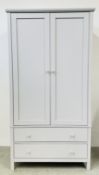 A MODERN GREY FINISH WARDROBE WITH TWO DRAWERS TO BASE, WIDTH 100CM.