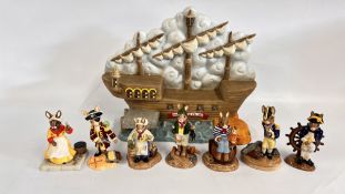 A ROYAL DOULTON BUNNYKINS SHIPMATES BASE AND RELATED FIGURES IN ORIGINAL PRESENTATION BOXES.