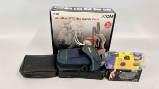 A UCOM PMR TWINTALKER 4710 DUO COMBI PACK (BOXED) + A SMALL GROUP OF ASSORTED CAMERAS.