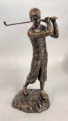 (R) BRONZE FINISH GOLFER FIGURE.