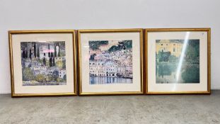 A SET OF 3 MODERN FRAMED AND MOUNTED PRINTS SPECIALLY PRODUCED FOR THE JOHN LEWIS PARTNERSHIP TO