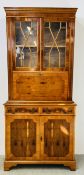 A REPRODUCTION MAPLE FINISH TWO DRAWER TWO DOOR DRINKS CABINET, W 85, D 30, H 111CM.