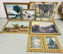 GROUP OF SEVEN CLASSICAL REPRODUCTION PRINTS WITH VARIOUS FRAMES TO INCLUDE GILT AND ORNATE