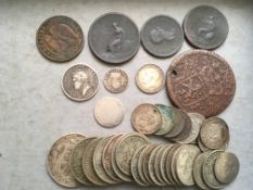 COINS: TUB WITH PRE 1947 SILVER, FACE APPROX £1.