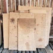 ASSORTED OFFCUT SHEETS OF MDF, VARIOUS SIZES.