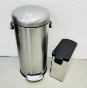 TWO MODERN SIMPLE HUMAN KITCHEN WASTE BINS.