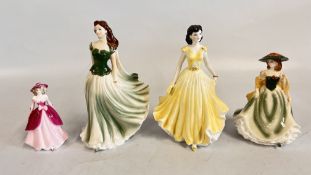 THREE ROYAL WORCESTER FIGURINES TO INCLUDE SUMMER ROMANCE JANE AND AMY + LES PETITES HANNAH AND A