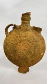 A VINTAGE TERRACOTTA ARTIFACT VESSEL / PILGRIM FLASK, REQUIRES ATTENTION, H 34CM.
