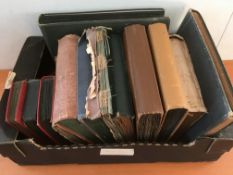 POSTCARDS: BOX WITH MAINLY OLDER CARDS IN THIRTEEN ALBUMS, SOME PARTIALLY EMPTY.