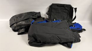 GROUP OF MEN'S CLOTHING TO INCLUDE AKASO LEATHER JACKET, ARMANI COLLEZIONI LEATHER JACKET,