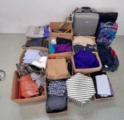 11 X BOXES CONTAINING AN EXTENSIVE GROUP OF MAINLY WOMEN'S CLOTHING,