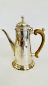 AN ANTIQUE SILVER COFFEE POT, LONDON 1934, MAKER RICHARD WOODMAN BURBRIDGE HARRODS LTD, H 20.5CM.