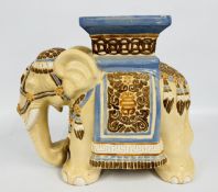 A CERAMIC ELEPHANT PLANT STAND / STOOL, H 38CM,.