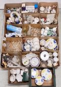 17 X BOXES OF ASSORTED GLASSWARE AND CHINA TO INCLUDE ROYAL DOULTON NIMBUS, ASCOT, KINGSBURY,