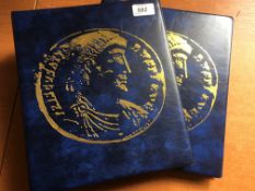 COINS: A COLLECTION IN TWO ALBUMS, MAINLY UK WITH BRASS THREEPENCE 1946 (2), 1949, PENNY 1953 ETC.