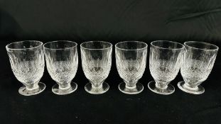 A SET OF 6 WATERFORD CRYSTAL COLLEEN PATTERN JUICE GLASSES, H 10CM.