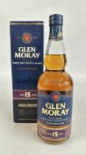 70CL GLEN MORAY SPEYSIDE SINGLE MALT SCOTCH WHISKY, AGED 15 YEARS IN ORIGINAL PRESENTATION BOX.