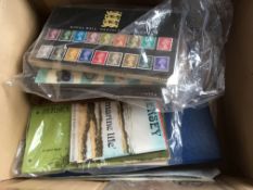 STAMPS: BOX WITH SMALL QUANTITY GB PRESENTATION PACKS, ISLE OF MAN COLLECTION IN A BINDER,