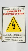 (R) ELECTROCUTION RAILWAY SIGN.