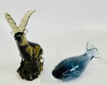 TWO SWEDISH ART GLASS EXAMPLES MARKED SVENSKT GLAS WORLD WILDLIFE FUND LIMITED TO AN EDITION OF