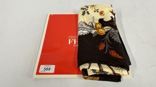 GIANFRANCO FERRE FOULARDS SILK SCARF IN ORIGINAL PACKAGING.