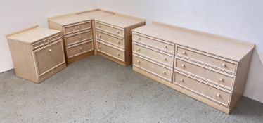 5 PIECE BEDROOM SUITE INCLUDING LIMED FINISH COMPRISING OF 6 DRAWER CHEST, W 140CM, 3 DRAWER CHEST,