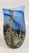 A STUDIO ART GLASS VASE IN THE NORMAN STUART CLARKE STYLE, H 20.5CM.
