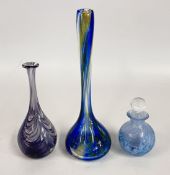 A PURPLE STUDIO ART GLASS VASE BEARING ORIGINAL 