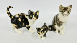A GROUP OF 3 WINSTANLEY STUDIO POTTERY CATS TO INCLUDE NO.1, 4 & 5.