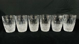 A SET OF 6 WATERFORD CRYSTAL COLLEEN PATTERN TUMBLERS, H 11CM.