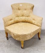 A BUTTON BACK CORNER BEDROOM CHAIR.