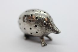 A SILVER HEDGEHOG PIN CUSHION BIMINGHAM 1906 - LEVI & SALAMAN.