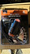 12 X AS NEW BIKE REPAIR TOOL KITS AND 12 X BICYCLE CABLE SECURITY LOCKS.
