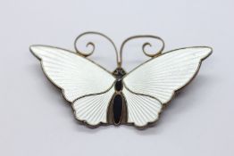 A DAVID ANDERSON NORWEGIAN SILVER GILT AND ENAMEL BUTTERFLY BROOCH.