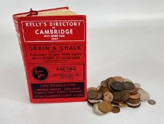 A 1967 KELLY'S DIRECTORY OF CAMBRIDGE + A QUANTITY OF COINAGE TO INCLUDE A SILVER SOUTH AFRICAN