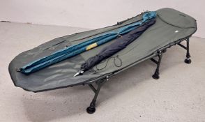 CARPTRIX FOLDING FISHING BED, FISHING UMBRELLA AND ABU RO17.