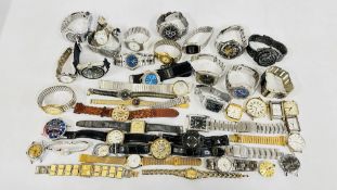 BOX OF ASSORTED WATCHES, VARIOUS BRANDS AND CONDITIONS.