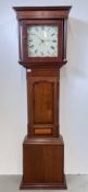 ANTIQUE MAHOGANY CASED LONG CASE CLOCK WITH 30 HOUR MOVEMENT, THE FACE PAINTED HONEYBONE NOTTINGHAM.
